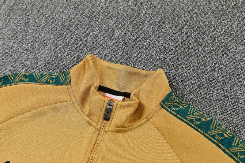 26/27 Ghana Yellow Full Zipper Jacket Tracksuit + Black Long Pants