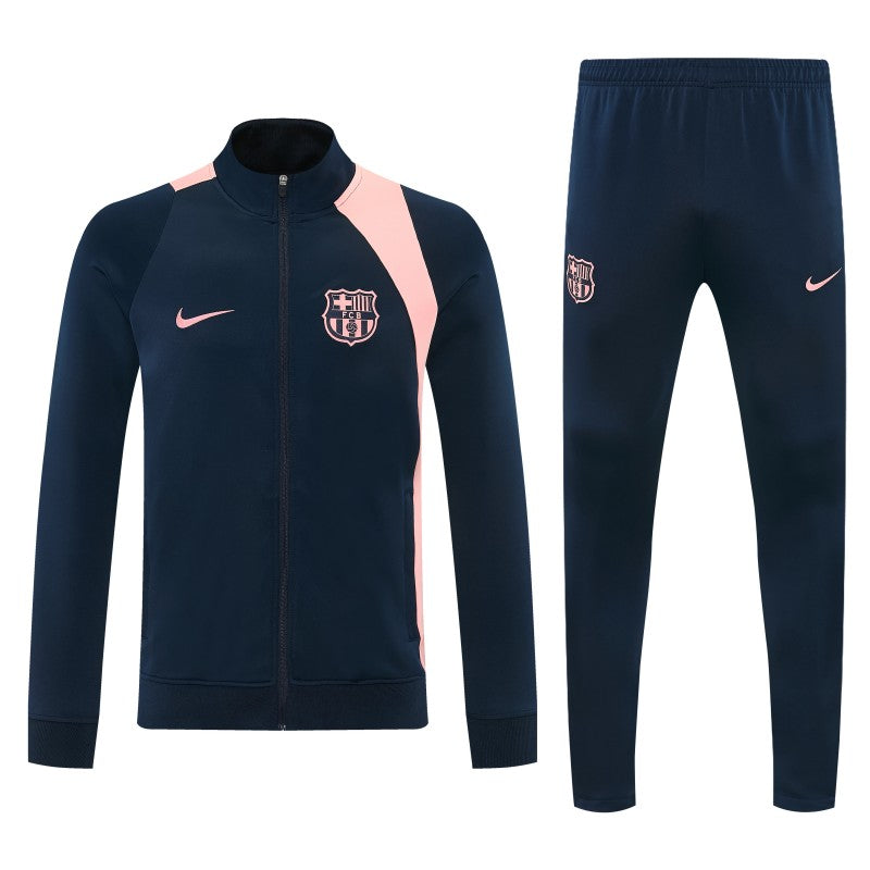 26/27 Barcelona Navy Blue & Pink Full Zipper Jacket Tracksuit + Long Pants