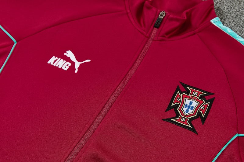 26/27 Portugal Red Full Zipper Jacket Tracksuit + Long Pants