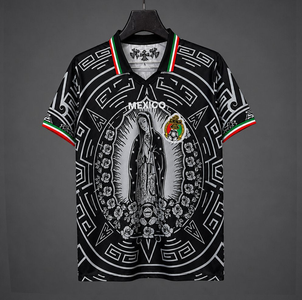 Mexico Special Edition Black with Virgin of Guadalupe and Aztec Pattern Jersey