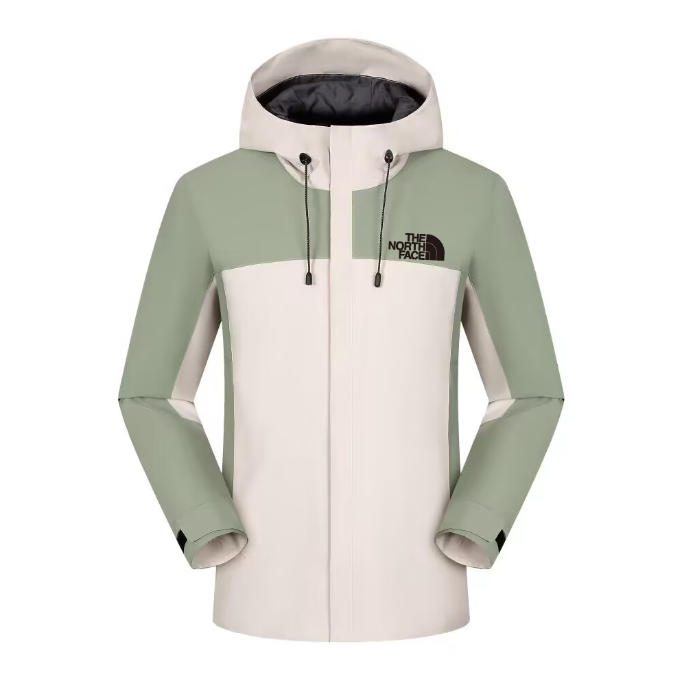The North Face Alpine Terrain Jacket - Sage Green/Cream Colorblock with Adjustable Hood