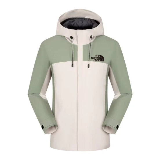The North Face Alpine Terrain Jacket - Sage Green/Cream Colorblock with Adjustable Hood