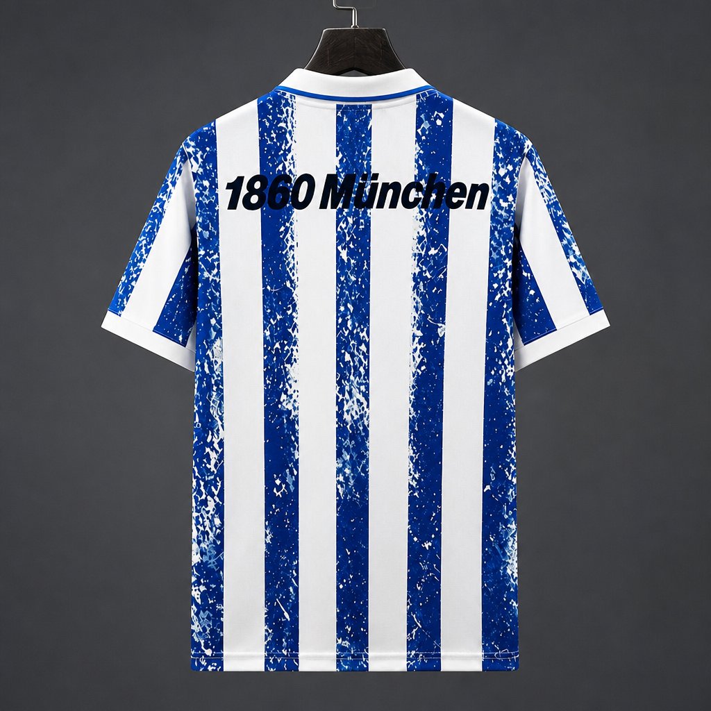 Retro 94/95 TSV 1860 München Home White and Blue with Vertical Stripes Jersey