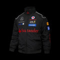 F1 McLaren Mercedes-Benz Vodafone F1 Team Black Racing Jacket with Santander Mobil 1 Johnnie Walker Sponsor Patches