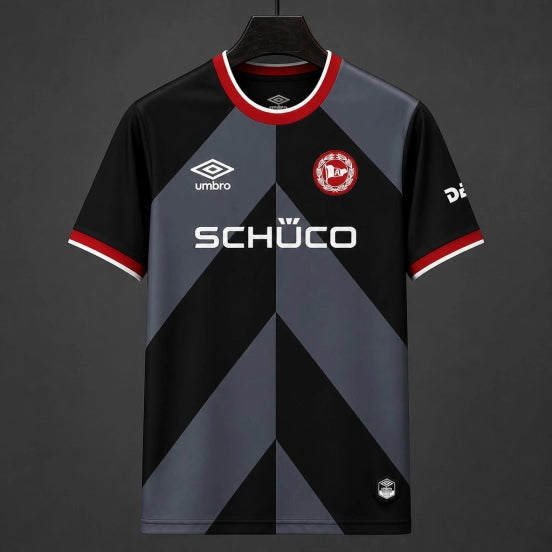 26/27 Arminia Bielefeld Away Black and Grey with Diagonal Chevron Pattern Jersey