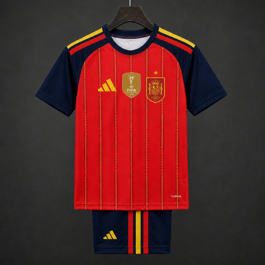 Star 2026 Kids Spain Home Jersey With Champion Patch