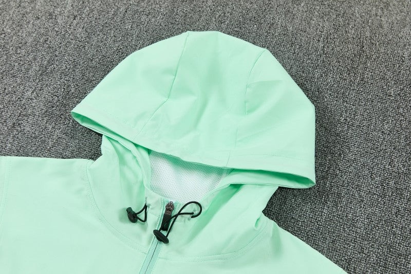 26/27 France Light Green Full Zipper Hooded Jacket Tracksuit + Long Pants