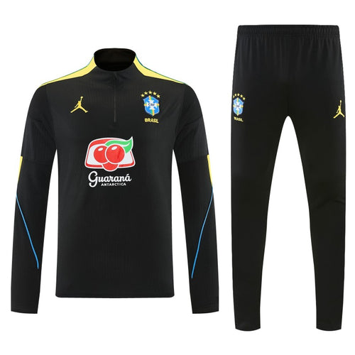 26/27 Brazil Black Half Zipper Jacket Tracksuit + Long Pants