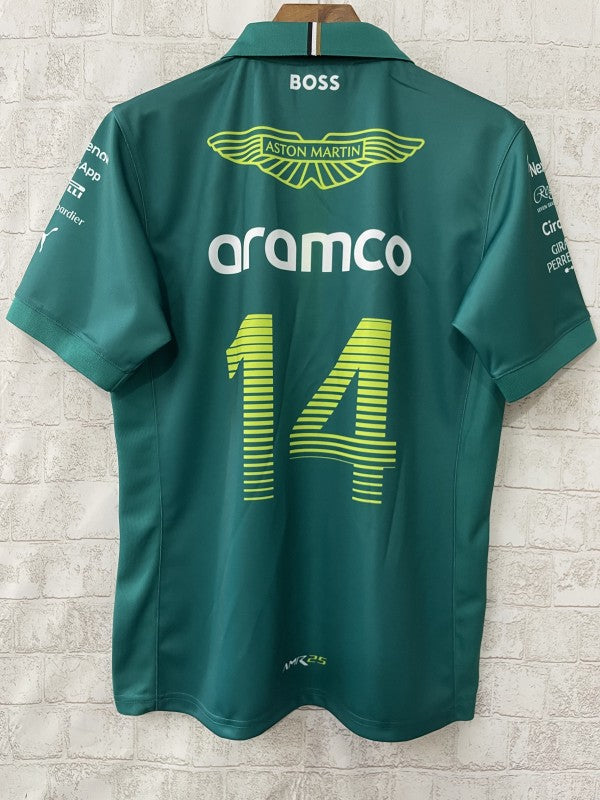 F1 Aston Martin Aramco F1 Team Dark Green with Yellow Zipper Polo