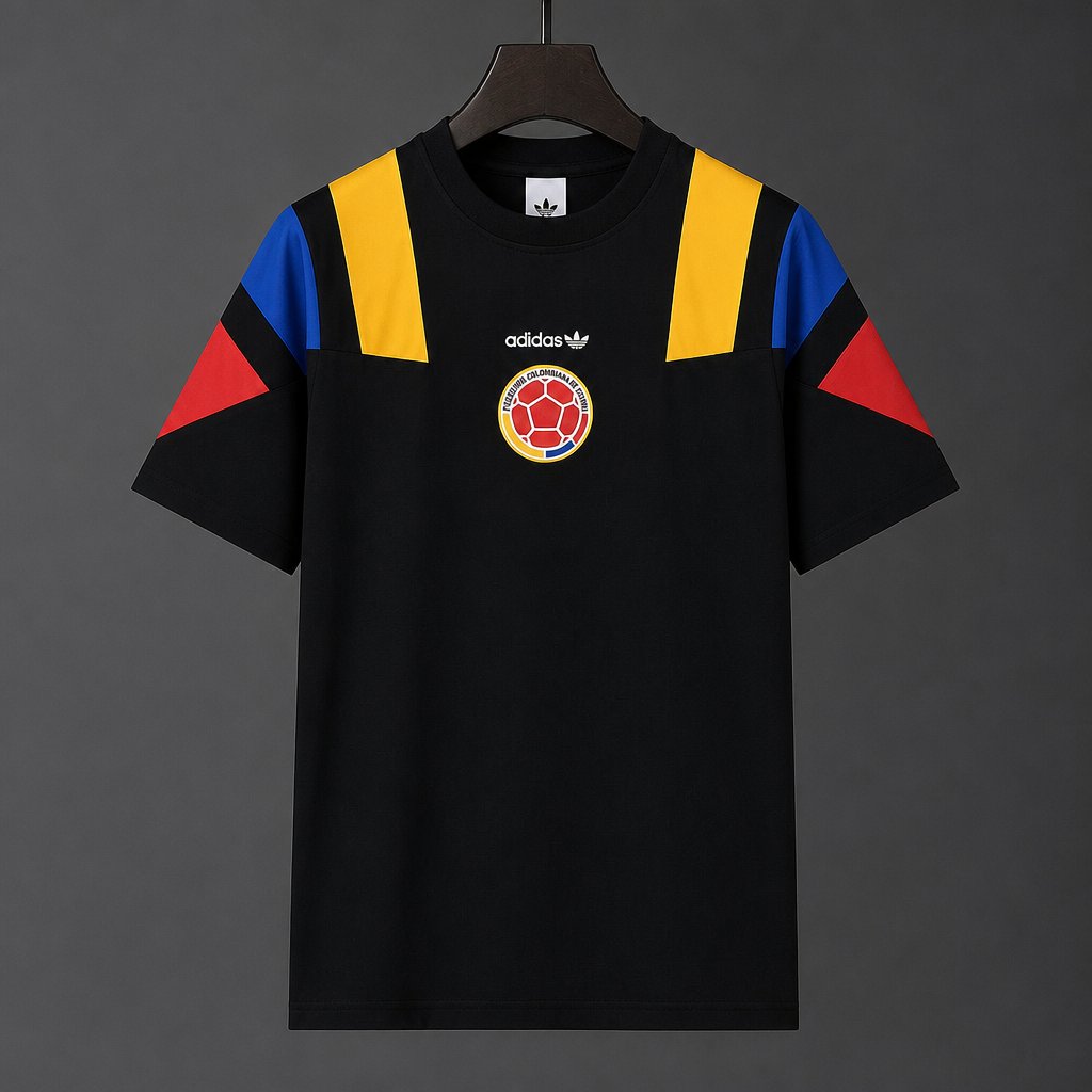 Colombia Black EQT Tricolor Casual Retro T-Shirt