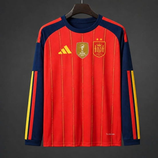 Star 2026 Spain Home Long Sleeve Jersey With Champion Patch