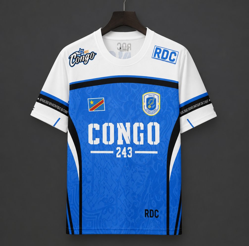 DR Congo Blue with White "CONGO 243" Special Edition Jersey