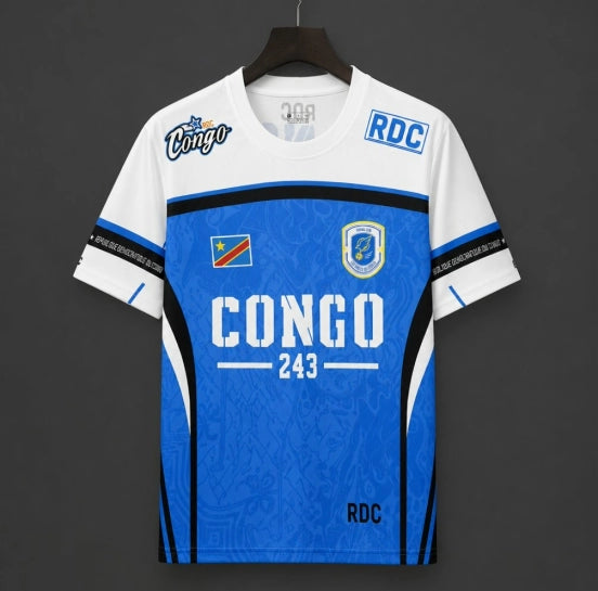 DR Congo Blue with White "CONGO 243" Special Edition Jersey