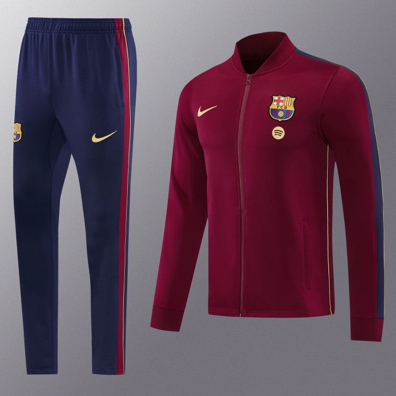 26/27 Barcelona Dark Red Full Zipper Jacket Tracksuit + Long Pants