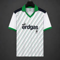 Retro 85/86/87 Borussia Monchengladbach Home White/Green Diagonal Stripes Jersey