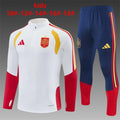 26/27 Kids Spain Away White Half Zipper Jacket Tracksuit + Long Pants