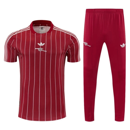 26/27 Arsenal Red Stripes Short Sleeve Tracksuit + Long Pants