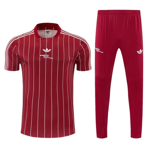 26/27 Arsenal Red Stripes Short Sleeve Tracksuit + Long Pants