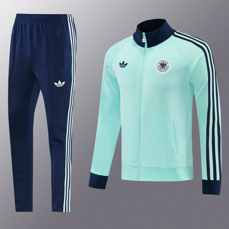 26/27 Germany Light Green Full Zipper Jacket Tracksuit + Long Pants