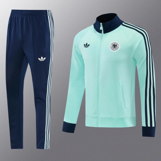 26/27 Germany Light Green Full Zipper Jacket Tracksuit + Long Pants