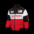 Scuderia Ferrari F1 Team Racing Jacket in Red White Black Color Block with Shell UPS Sponsor Logos