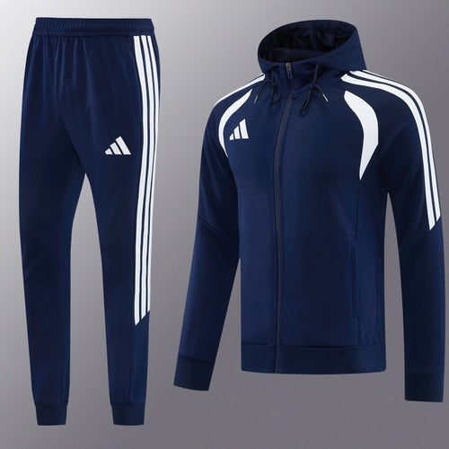 26/27 Adidas M06 Navy Blue Full Zipper Hooded Jacket Tracksuit + Long Pants