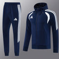 26/27 Adidas M06 Navy Blue Full Zipper Hooded Jacket Tracksuit + Long Pants