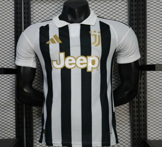 Player Version 26/27 Juventus Black & White Stripe Gold Detail Home Jersey