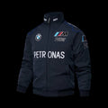 F1 BMW M Power Petronas Navy Blue Motorsport Racing Jacket with Embroidered Logo Patches