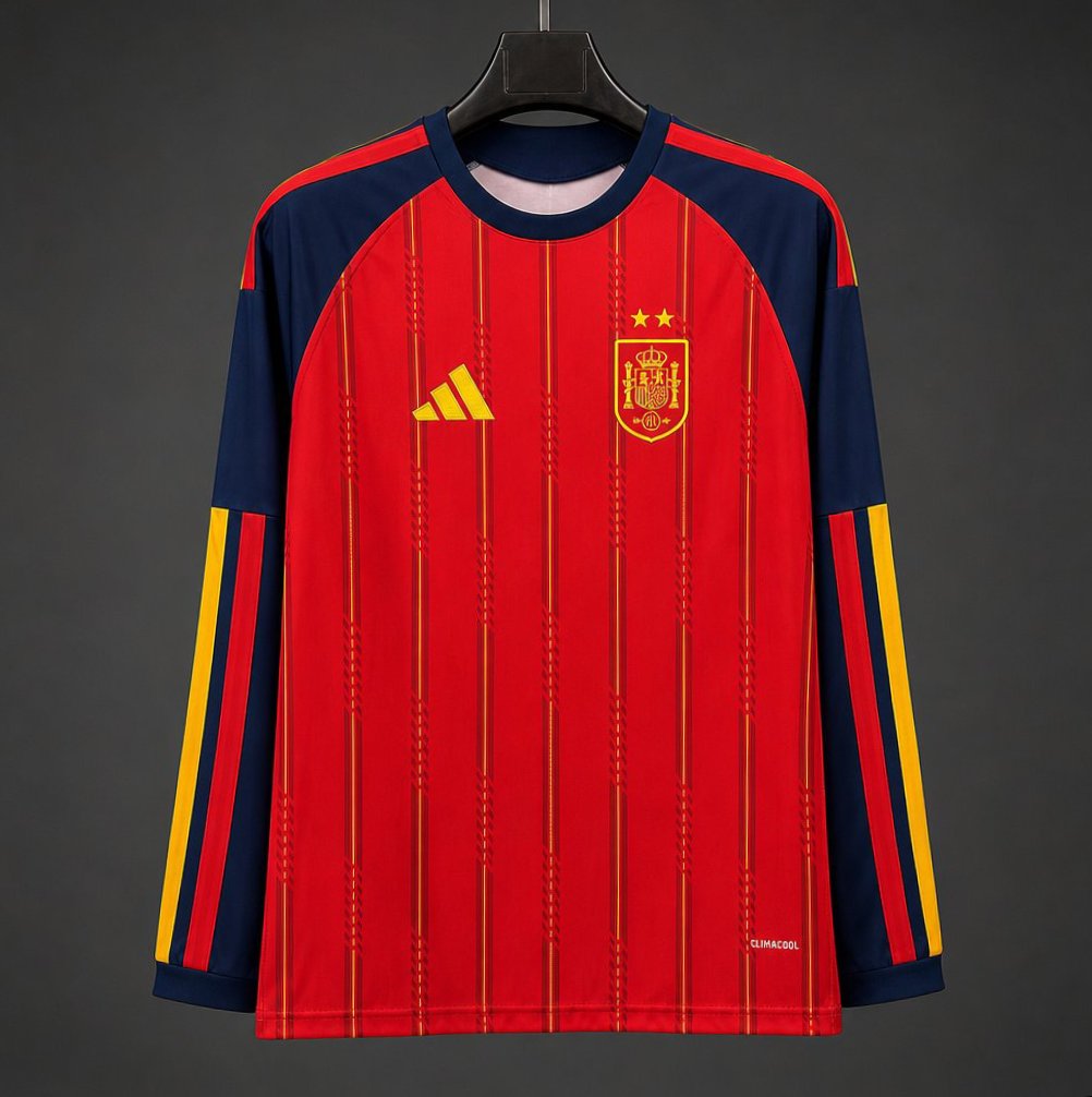Spain Home 2 Stars Long Sleeve Jersey