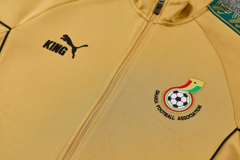 26/27 Ghana Yellow Full Zipper Jacket Tracksuit + Black Long Pants