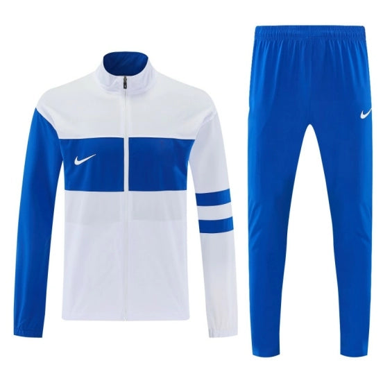 Nike White &Blue Full Zipper Jacket Tracksuit + Long Pants