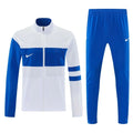 Nike White &Blue Full Zipper Jacket Tracksuit + Long Pants