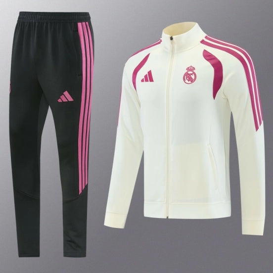 26/27 Real Madrid CF White Full Zipper Jacket Tracksuit + Long Pants