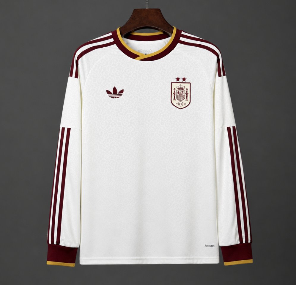 Star 2026 Spain Away White Long Sleeve Jersey With Champion Patch