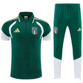 Italy Green & White Half-Zip Polo Short Sleeve Tracksuit + Long Pants