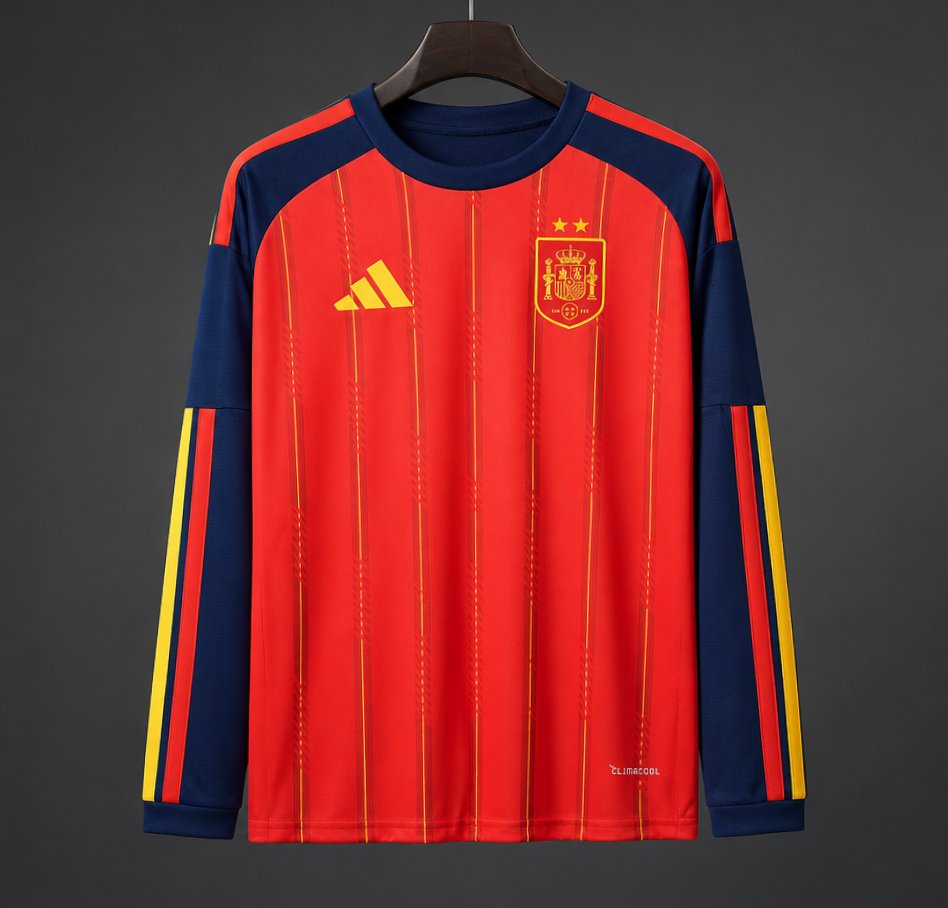 Star 2026 Spain Home Long Sleeve Jersey With Champion Patch