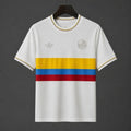 Retro 1990 Colombia White With Tricolor Stripes Away Jersey