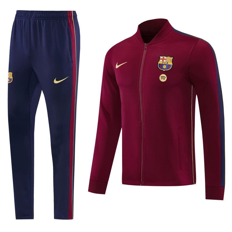 26/27 Barcelona Dark Red Full Zipper Jacket Tracksuit + Long Pants