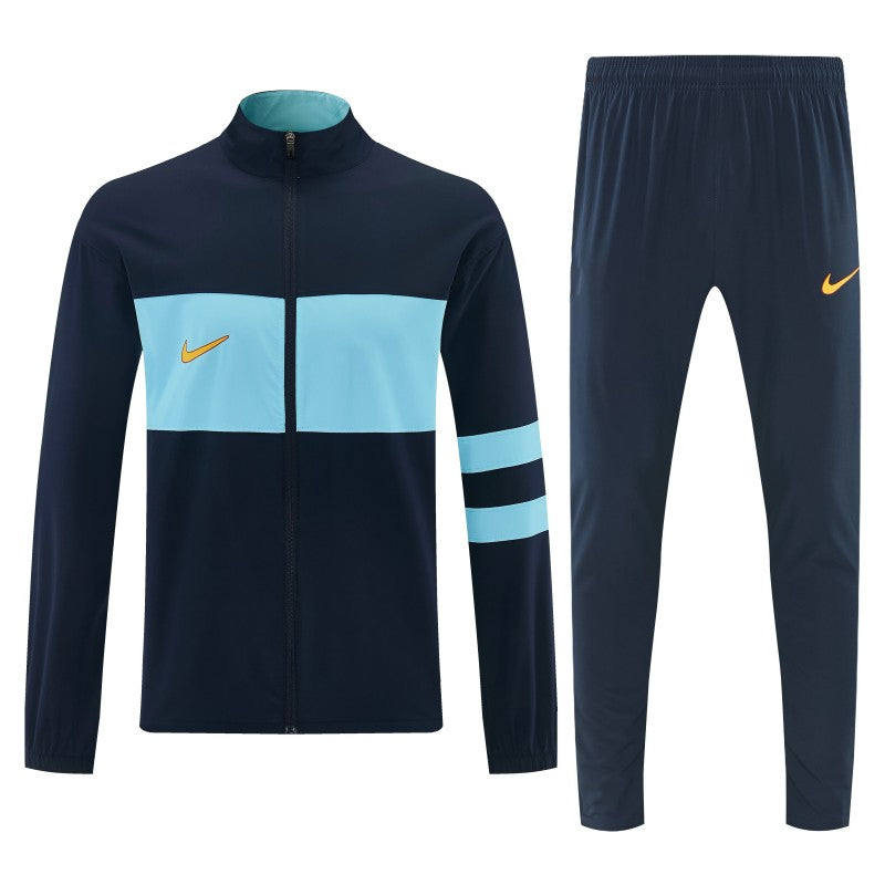 Nike Navy Blue & Light Blue Full Zipper Jacket Tracksuit + Long Pants