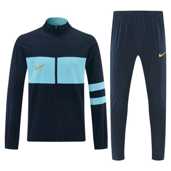 Nike Navy Blue & Light Blue Full Zipper Jacket Tracksuit + Long Pants