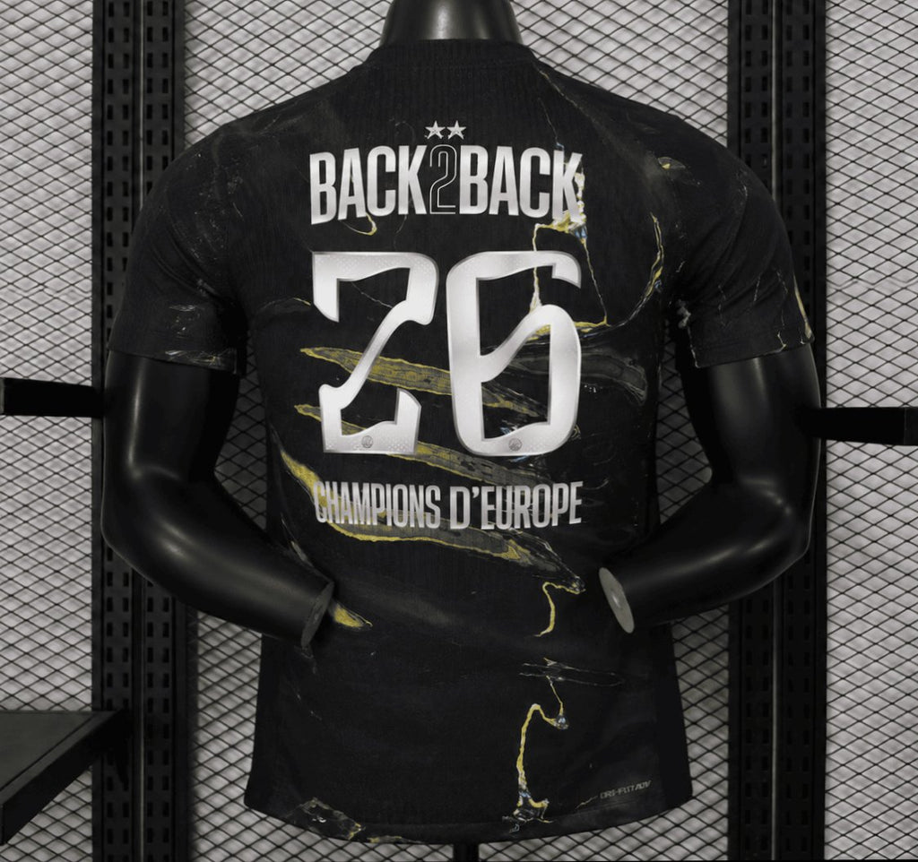 Player Version 2 Stars 25/26 PSG × Jordan Brand Third Black Jersey With Champions of Europe 2026 Printing