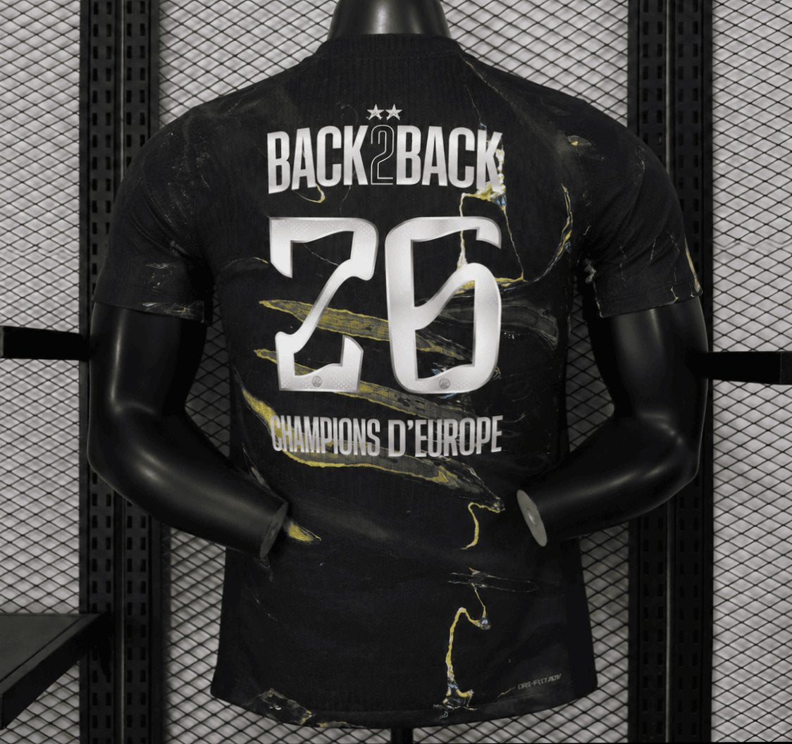 Player Version 2 Stars 25/26 PSG × Jordan Brand Third Black Jersey With Champions of Europe 2026 Printing