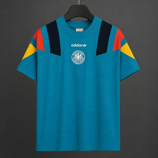 26/27 Germany Adidas Originals Teal with Multicolor Block Casual Retro T-Shirt
