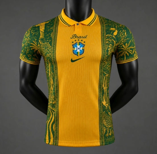 Player Version 2026 Brazil National Team Home Tropical Pattern Jersey