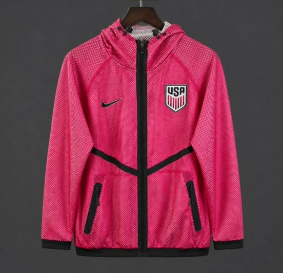 USA Lightweight Breathable Mesh Windbreaker Pink Jacket