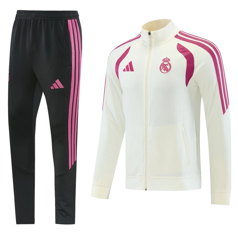 26/27 Real Madrid CF White Full Zipper Jacket Tracksuit + Long Pants