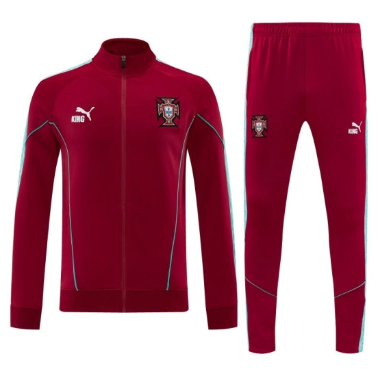 26/27 Portugal Red Full Zipper Jacket Tracksuit + Long Pants