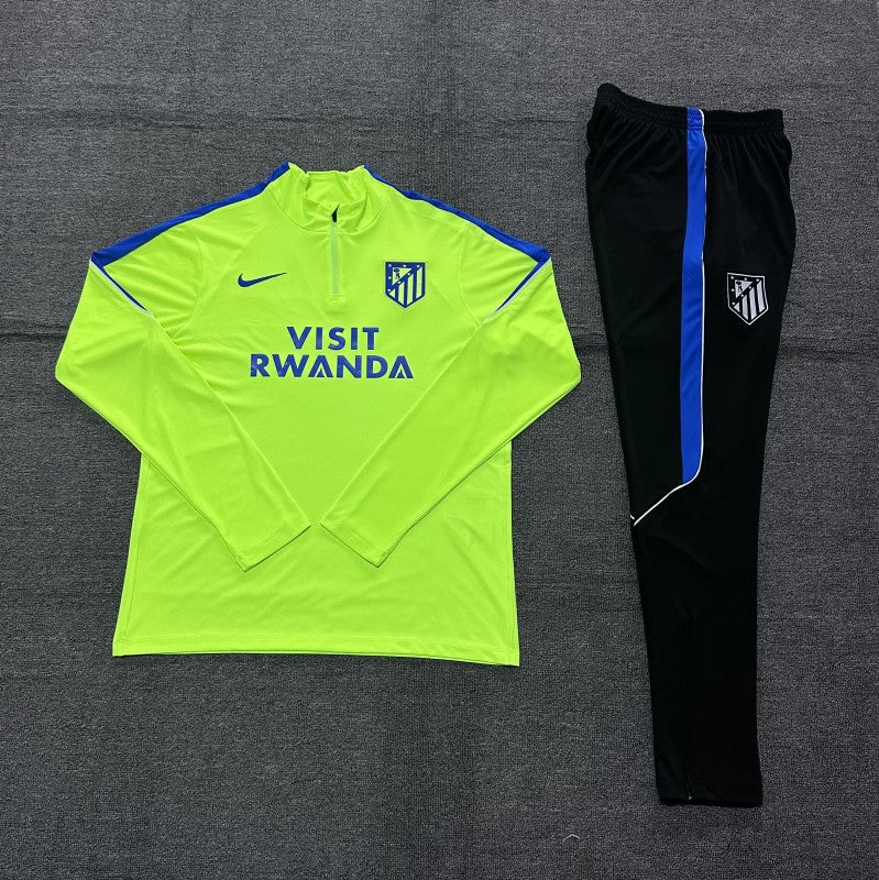 26/27 Kids Atlético Madrid Third Fluorescent Green Half Zipper Jacket Tracksuit + Long Pants