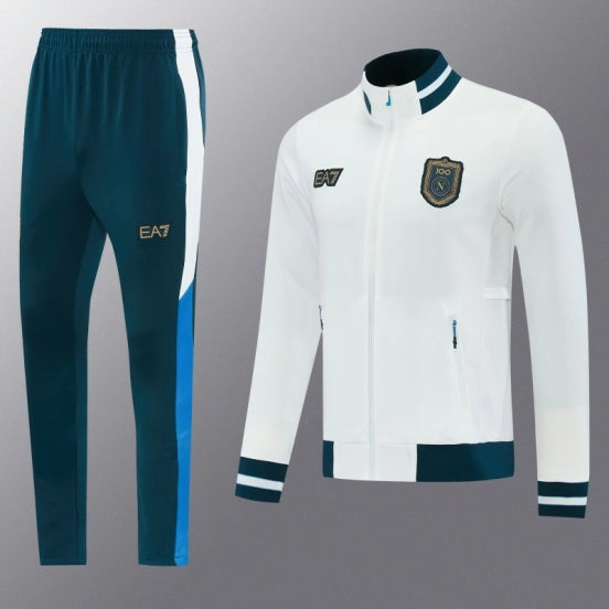 26/27 SSC Napoli White Full Zipper Jacket Tracksuit + Long Pants